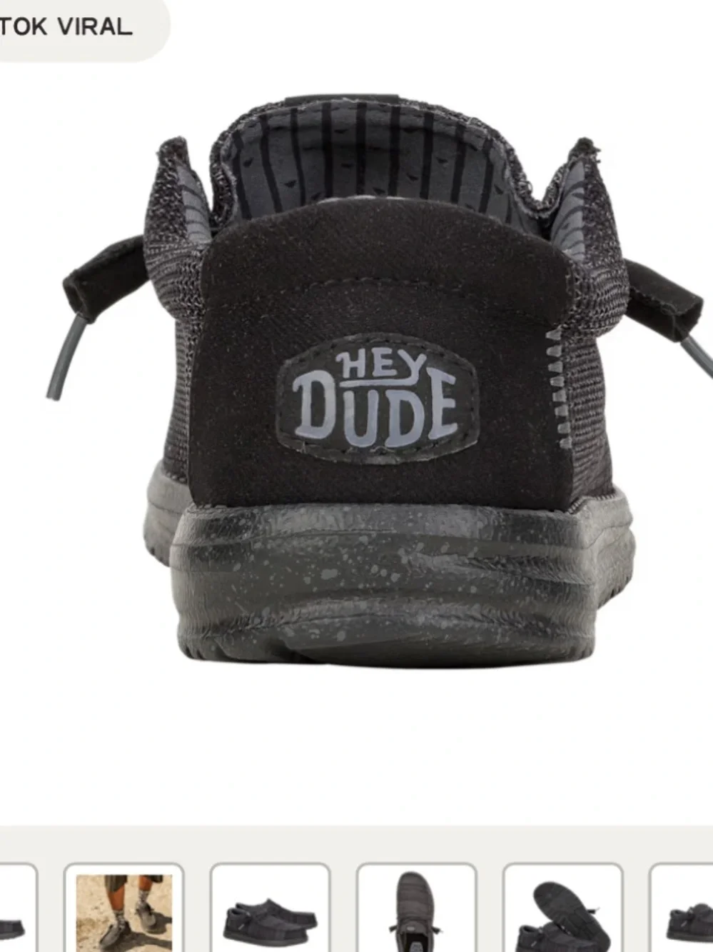 Hey Dude Wally Stretch Sox Black Knit Slip-On Loafers with Toggle Lacing